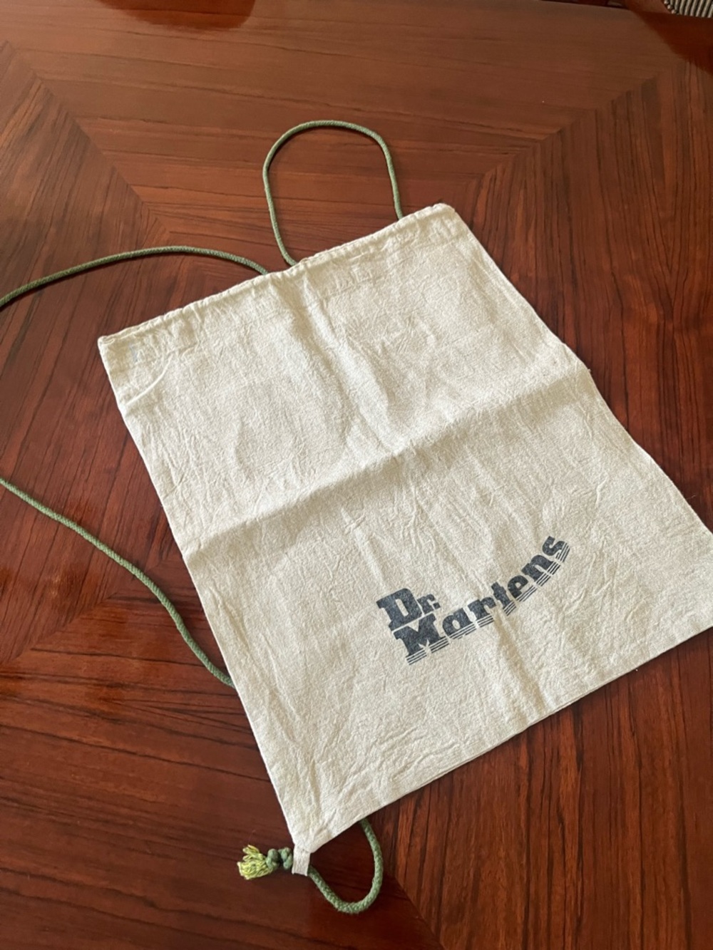 Dr. Martens Natural Canvas Drawstring Sack with Olive Cord